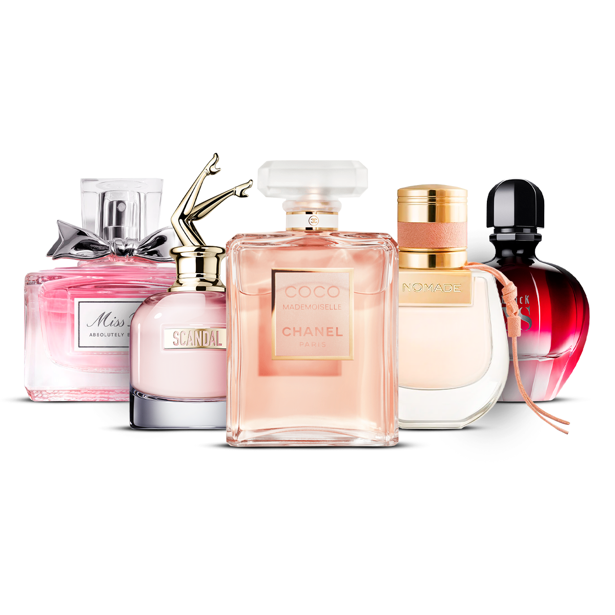 Set di 5 profumi – Miss Dior Absolutely Blooming, Scandal, Coco Mademoiselle, Nomade e Black XS