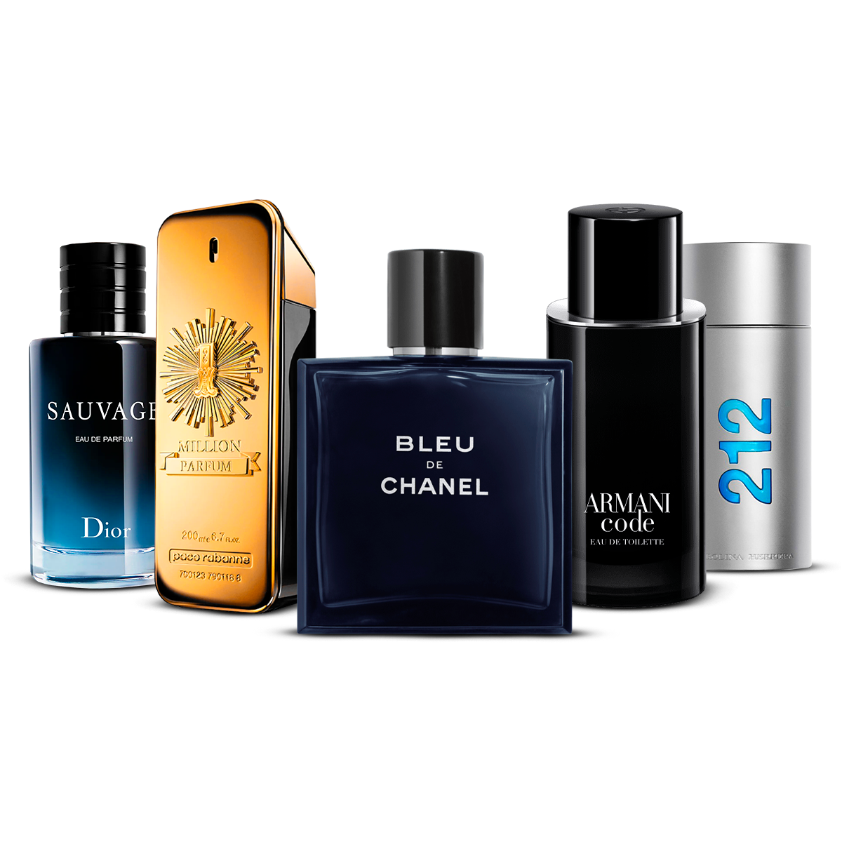 Set di 5 profumi – Sauvage, 1 Million, Bleu de Chanel, Armani Code e 212 Men