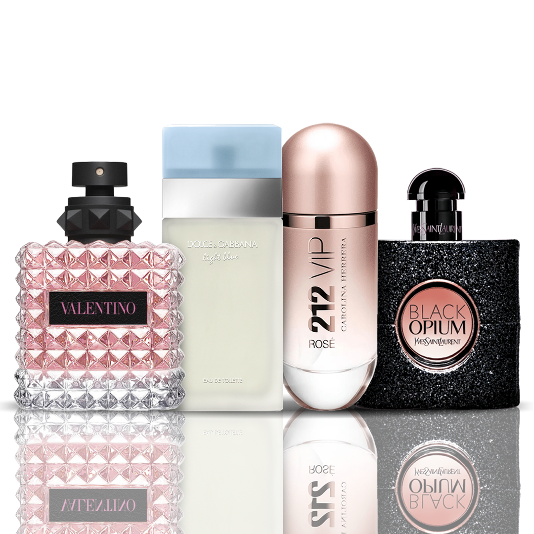 Set di 4 profumi | Valentino + Light Blue + 212 VIP Rose + Black Opium 100 ml